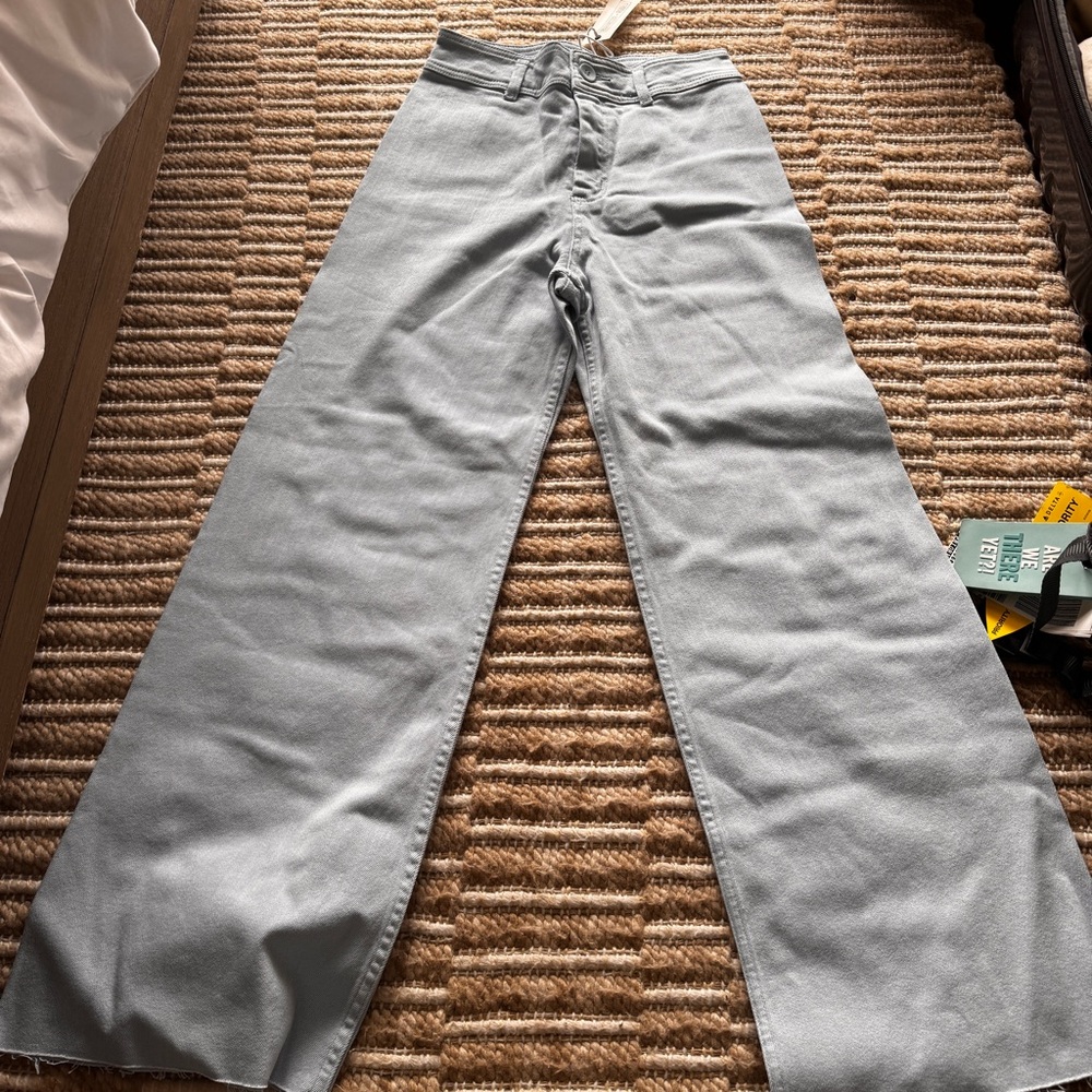 Blue Wide-Leg Pants with Relaxed Fit